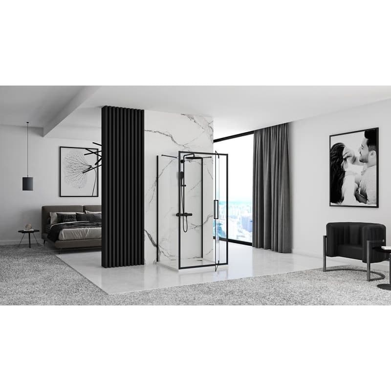 REA/S - Prístenná sprchová kabína Rapid Swing Black Dvere: 90 x Sprchová zástena: 100 KPL-009954 4