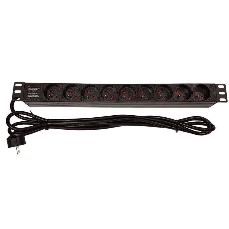 19" rozvodný panel LEXI-Net 9x230V, kábel 3m, 1U 1