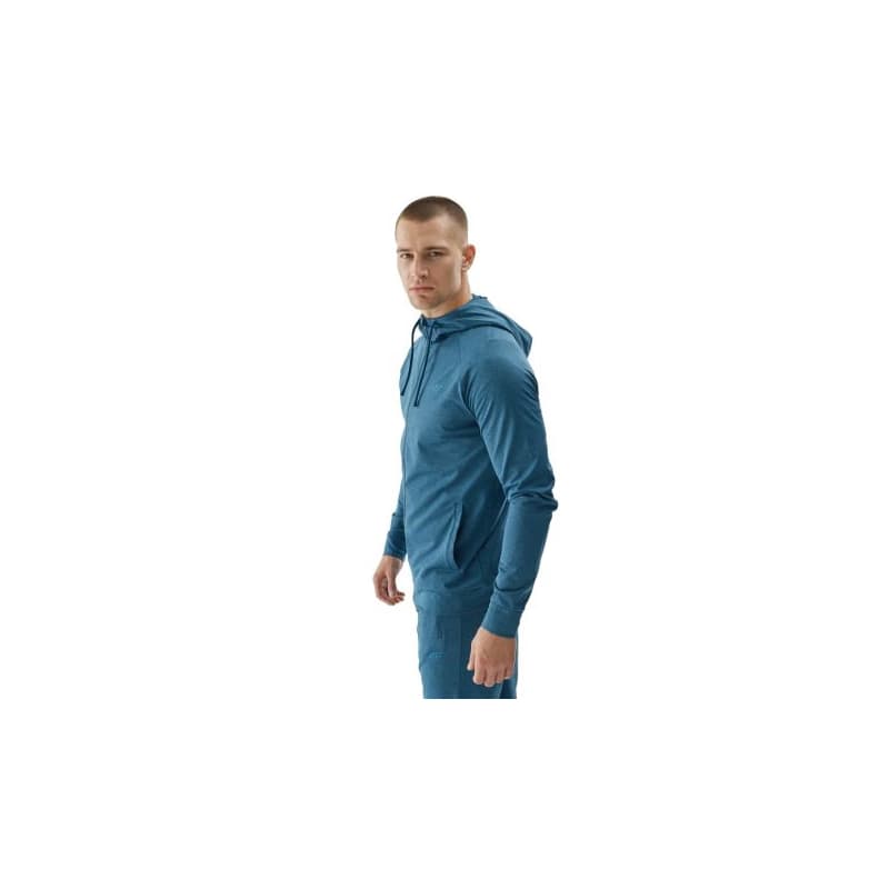 Pánska tréningová mikina so zipsom 4F SWEATSHIRT FNK-WAW24TFSWM404-46M-TEAL MELANGE