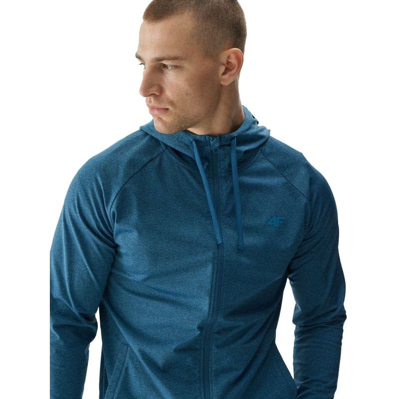 Pánska tréningová mikina so zipsom 4F SWEATSHIRT FNK-WAW24TFSWM404-46M-TEAL MELANGE 3