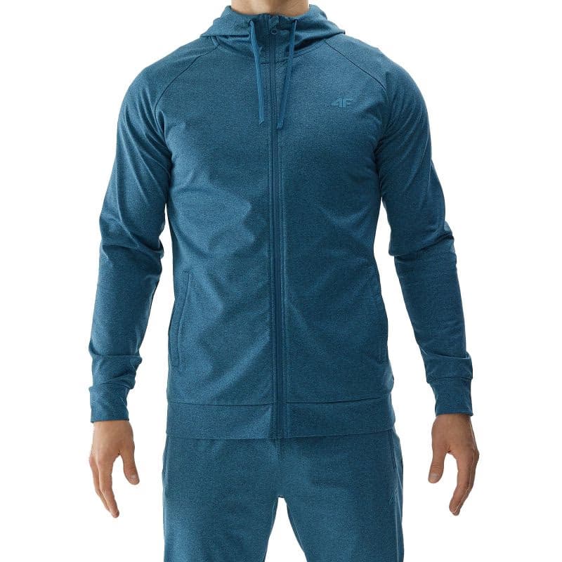 Pánska tréningová mikina so zipsom 4F SWEATSHIRT FNK-WAW24TFSWM404-46M-TEAL MELANGE 4