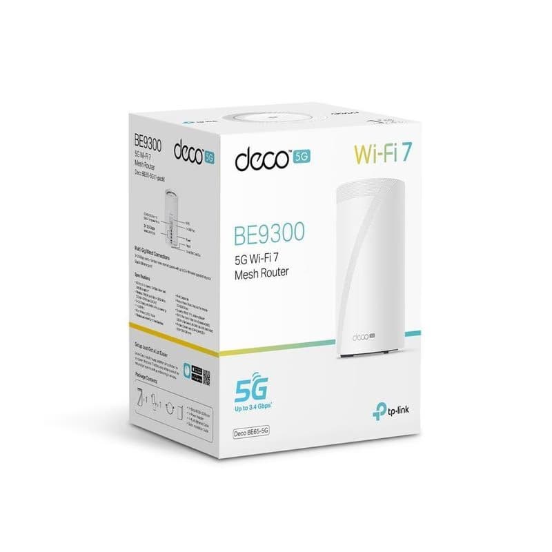TP-Link Deco BE65-5G (1-pack) WiFi7 Mesh (BE9300, 2, 4GHz/5GHz/6GHz, 3x2, 5GbELAN/WAN, 1xUSB3.0, 4G LTE, 5G, 1xnanoSIM) 5