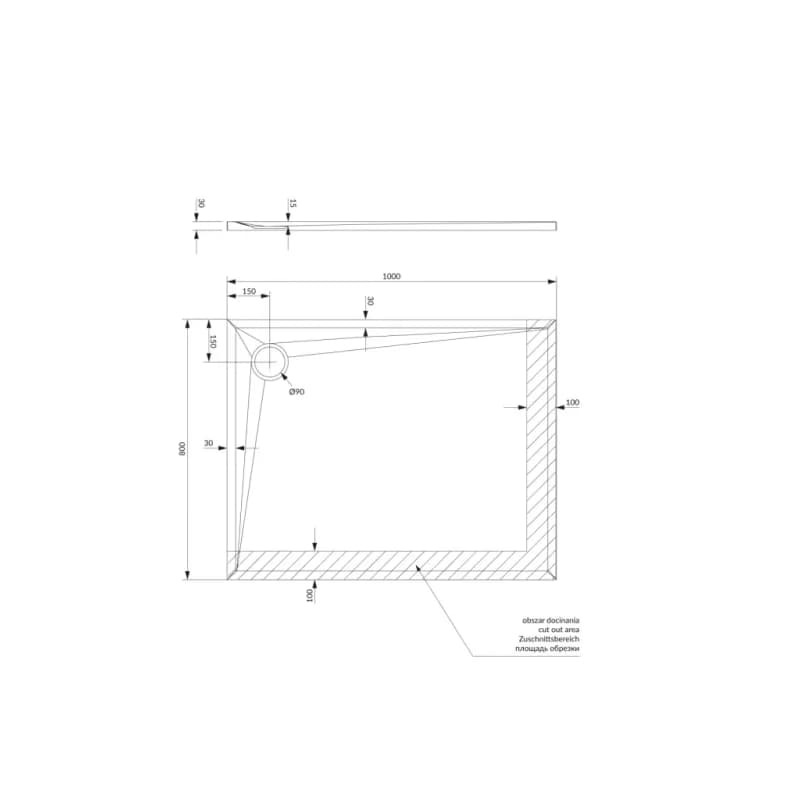 OMNIRES - STONE obdĺžniková sprchová vanička s kamennou štruktúrou, 80 x 100 cm čierna mat /BLM/ STONE80/100BL 4