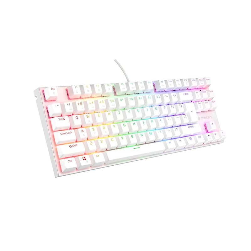 Genesis tichá herná klávesnica THOR 303/TKL/RGB/Outemu Peach Silent/Drôtová USB/US layout/Biela 2