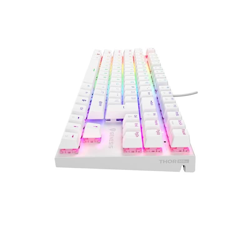 Genesis tichá herná klávesnica THOR 303/TKL/RGB/Outemu Peach Silent/Drôtová USB/US layout/Biela 3