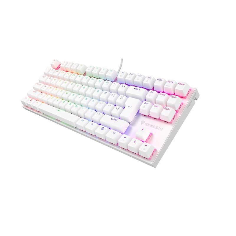 Genesis tichá herná klávesnica THOR 303/TKL/RGB/Outemu Peach Silent/Drôtová USB/US layout/Biela 4