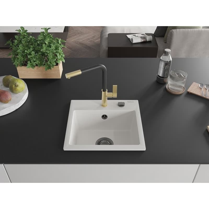 MEXEN/S MEXEN/S - Milo granitový drez 1-miska vrátane batérie Flora, biela 6505-20-670401-57-B 3