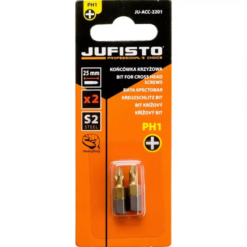 Krížový bit, titánový S2, PH1 x 25 mm, 2 ks, Jufisto 1