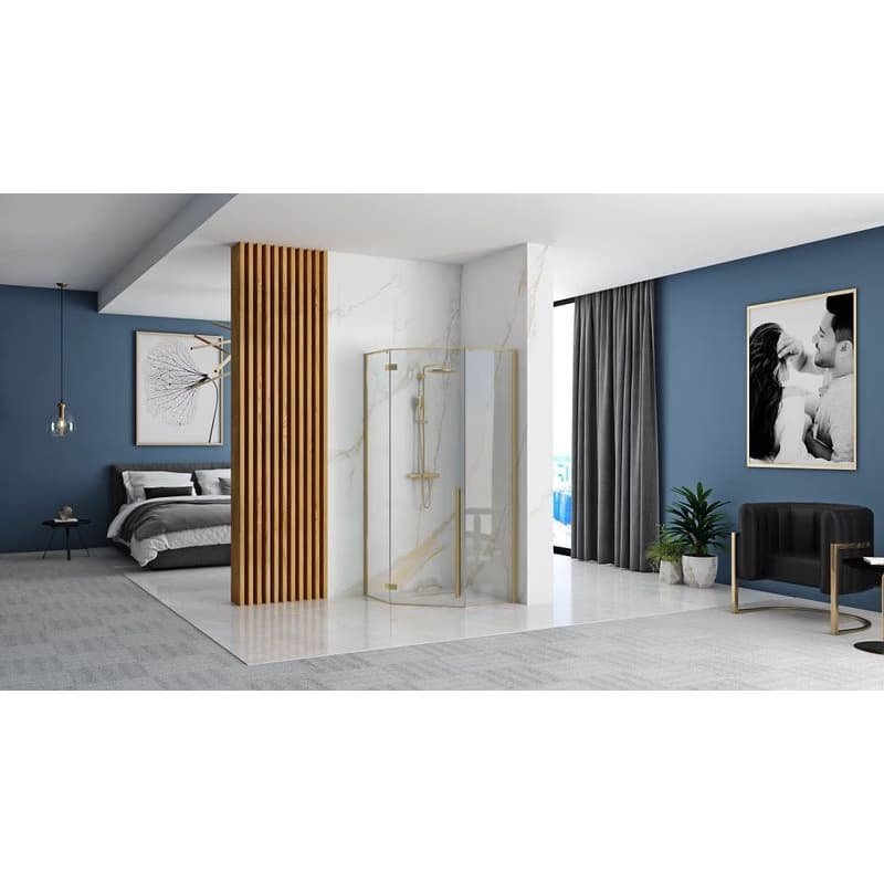REA/S - Sprchovací kút DIAMOND 90x90 BRUSH GOLD + sprchova vanička Diamond, biela KPL-K6506 4