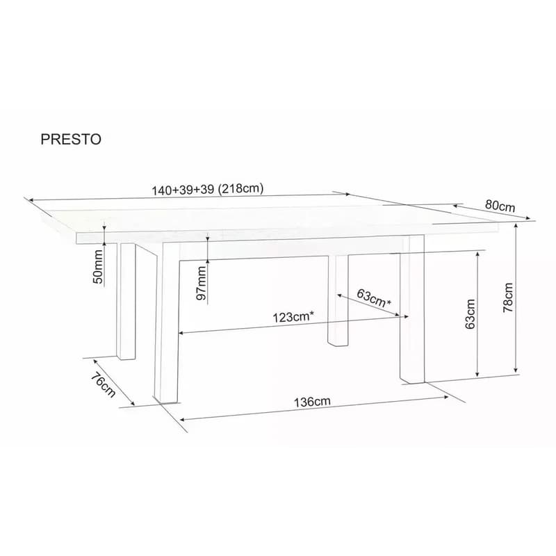 Signal Jedálenský stôl PRESTO | kašmír / dub cremona torro 80 x 140 cm 4