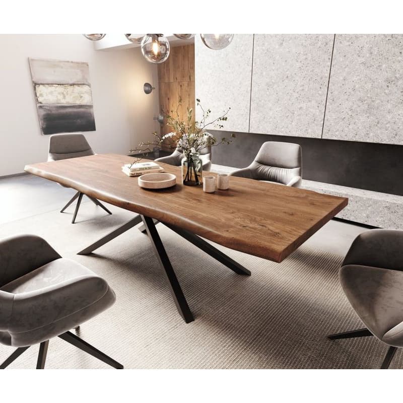 Jedálenský stôl Edge 260x100 XL akácia hnedá krížová podstava obdĺžnik