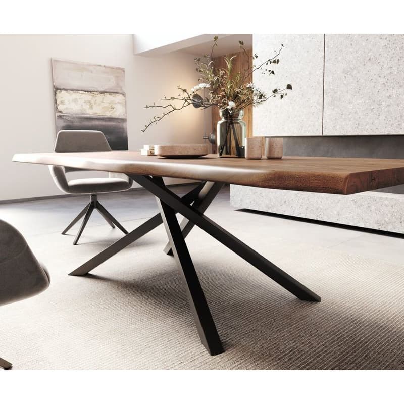 Jedálenský stôl Edge 260x100 XL akácia hnedá krížová podstava obdĺžnik 4