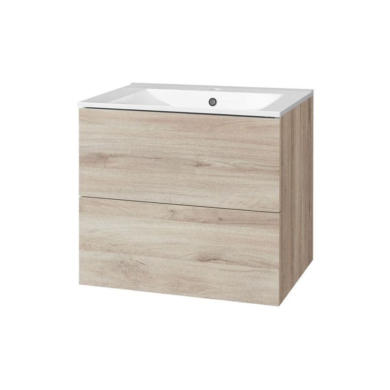 Mereo Aira, kúpeľňová skrinka s keramickým umývadlom 61 cm, dub Kronberg CN720 1