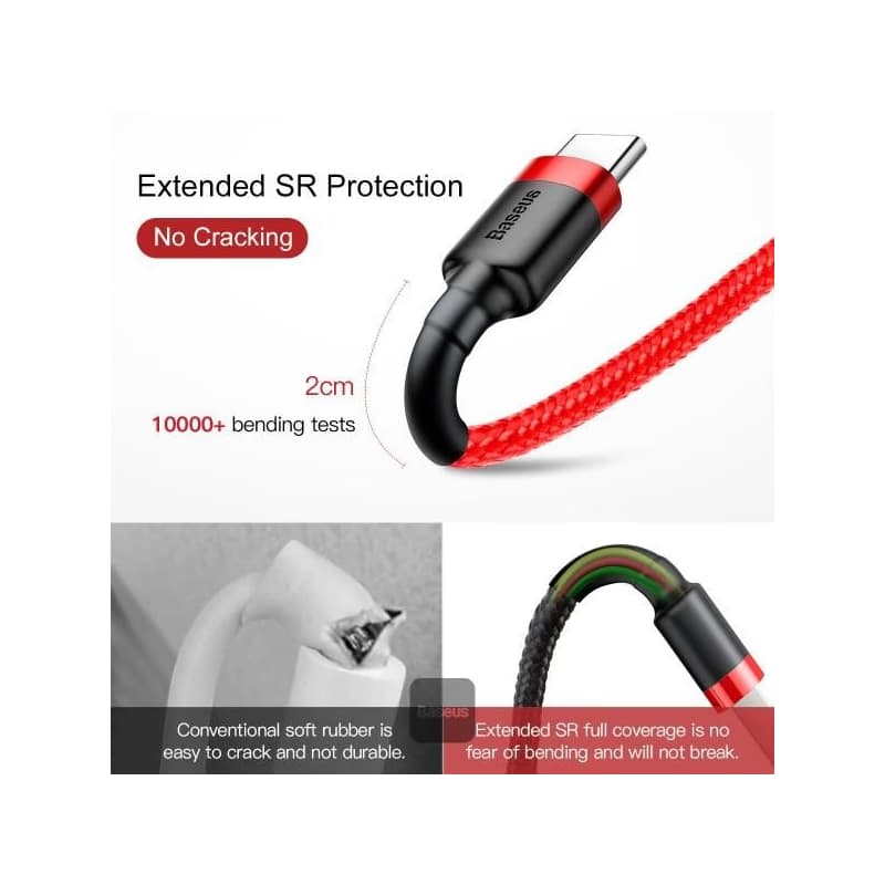 Baseus dátový kábel Cafule USB-C 2m 2A červený 2