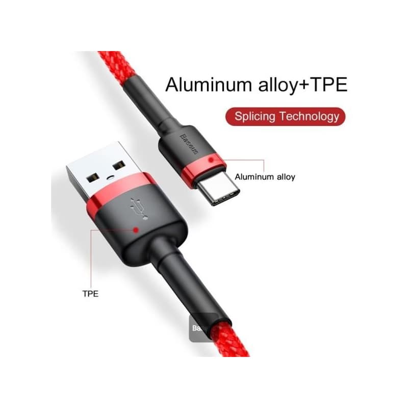 Baseus dátový kábel Cafule USB-C 2m 2A červený 5