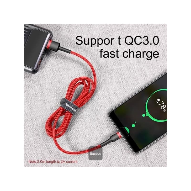 Baseus dátový kábel Cafule USB-C 2m 2A červený 6