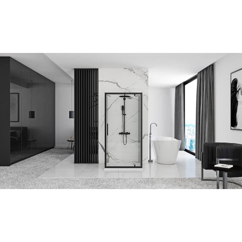 REA/S - Prístenná sprchová kabína Rapid Swing Black Dvere: 70 x Sprchová zástena: 100 KPL-009948 3