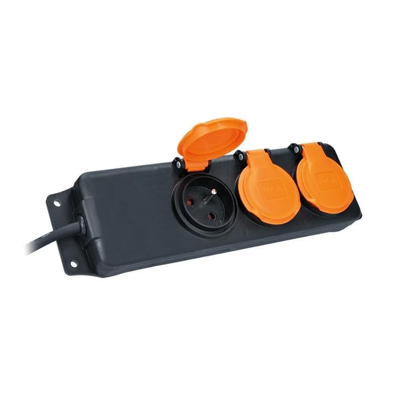 Solight predlžovací prívod IP44, 3 zásuvky, gumový kábel, vonkajší, 10m 2