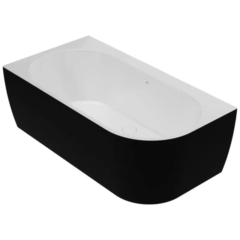 Vaňa Lisa 159x84 pravý biela/čierna matná + sifón + rozeta 1