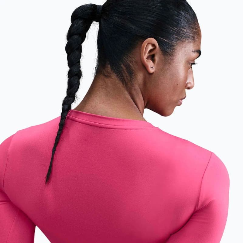 Dámske tréningové tričko s dlhým rukávom NIKE W NK ONE DF FTTD LS TOP RUSH PINK WHITE 3