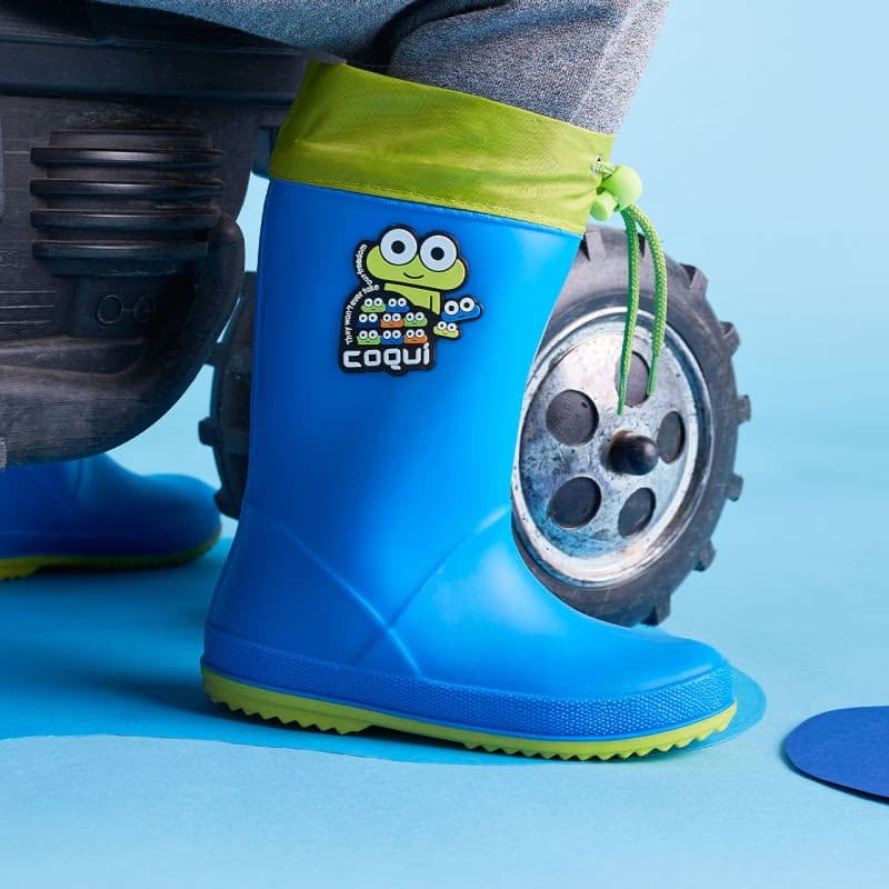 Chlapčenské gumáky COQUI Rainy Collar Frog sea blue citrus 5