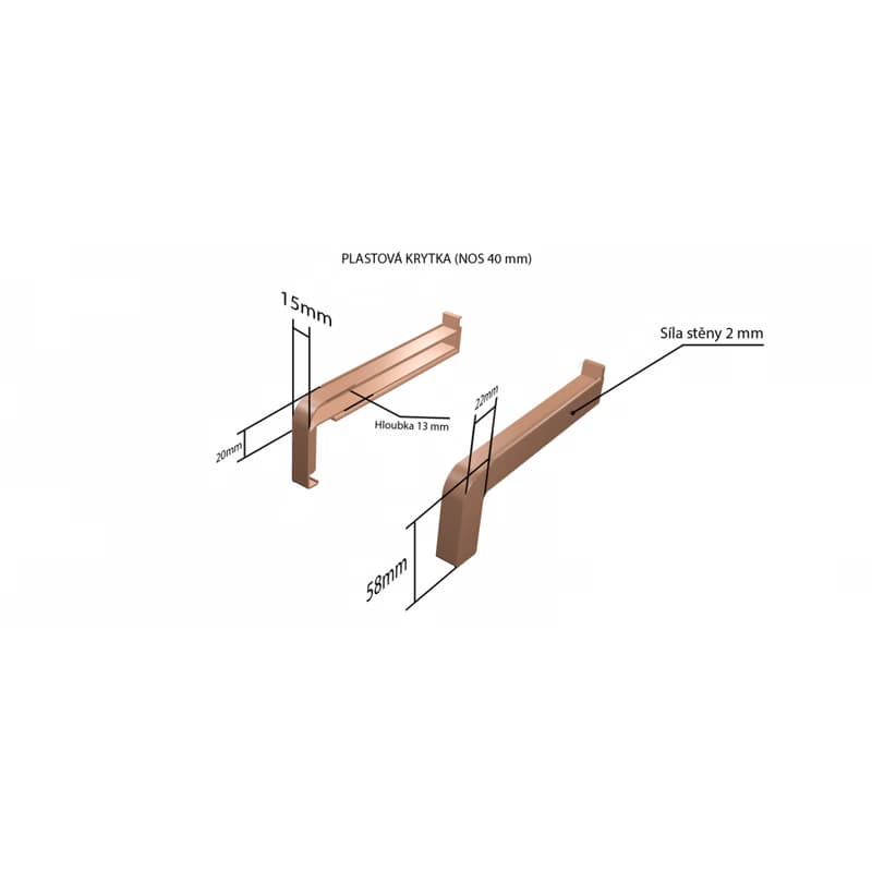 Plastové krytky pre obe strany (k vonkajším ťahaným parapetom) NOS 40 mm pre šírku: 210 mm - Antracitgrau RAL 7016