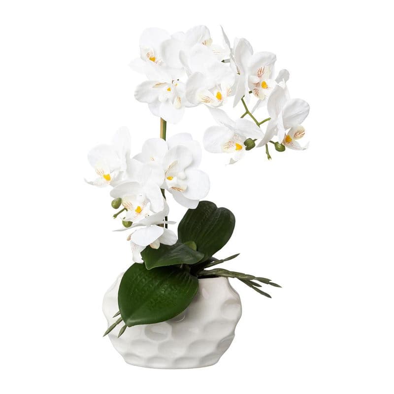 Umelá orchidea v keramickom kvetináči, 33 cm, biela 1