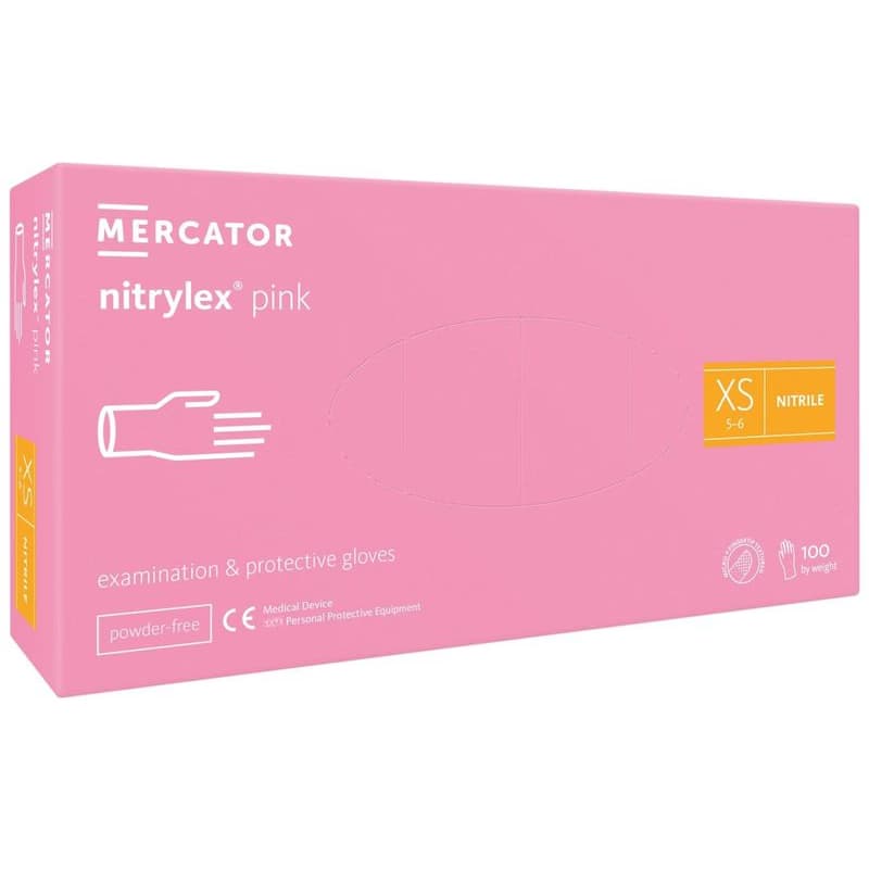 NITRYLEX PINK - Nitrilové rukavice (bez púdru) ružové, 100 ks, XS 1