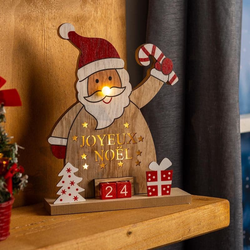 LED drevený kalendár Santa 1