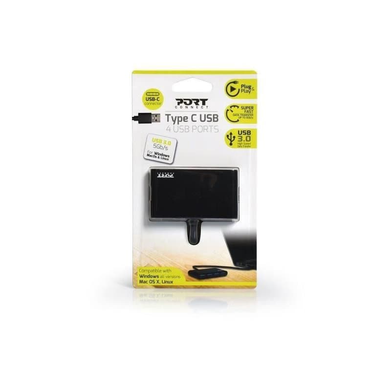 PORT HUB USB-A, 4x USB-A 3.0, čierna 4