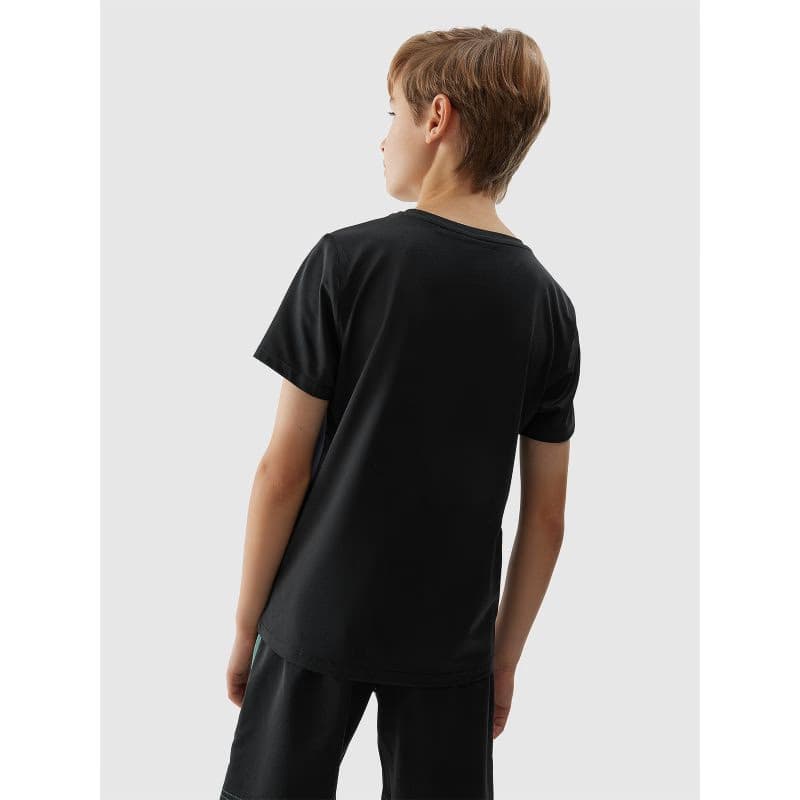 Chlapčenské tréningové tričko s krátkym rukávom 4F JUNIOR TSHIRT FNK-4FJWSS24TFTSM691-20S-DEEP BLACK 3