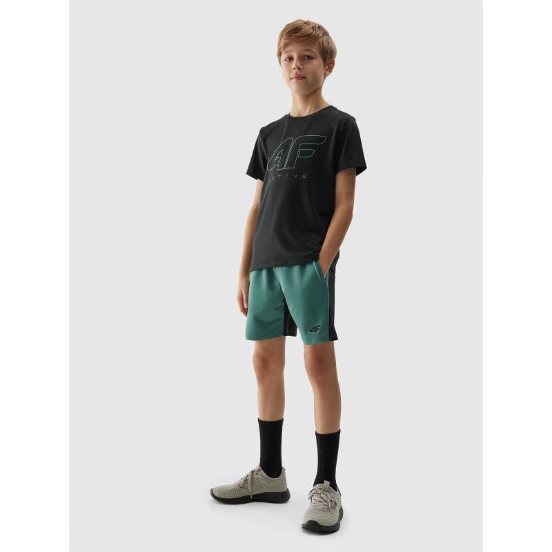 Chlapčenské tréningové tričko s krátkym rukávom 4F JUNIOR TSHIRT FNK-4FJWSS24TFTSM691-20S-DEEP BLACK 4