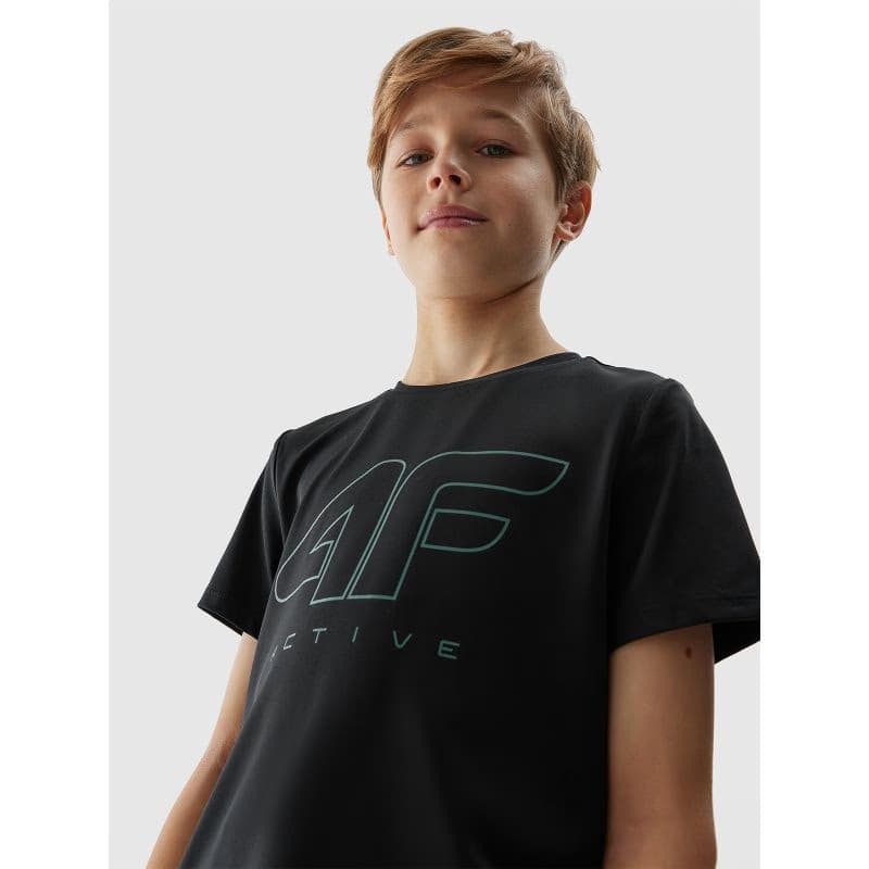 Chlapčenské tréningové tričko s krátkym rukávom 4F JUNIOR TSHIRT FNK-4FJWSS24TFTSM691-20S-DEEP BLACK 5