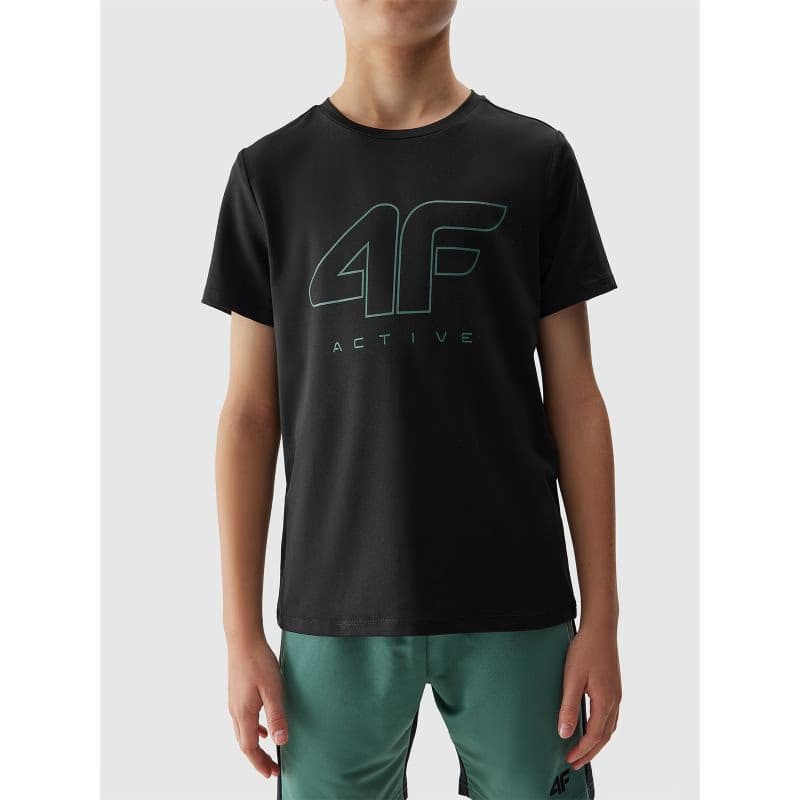 Chlapčenské tréningové tričko s krátkym rukávom 4F JUNIOR TSHIRT FNK-4FJWSS24TFTSM691-20S-DEEP BLACK 6