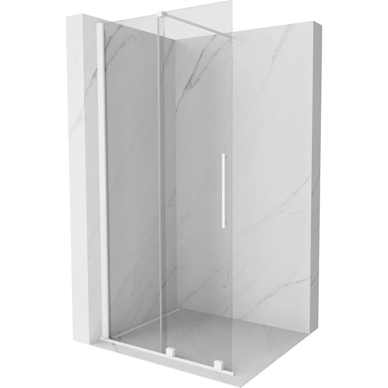 MEXEN/S - Velár posuvné sprchové dvere Walk-in 75, transparent, biela 871-075-000-03-20 1