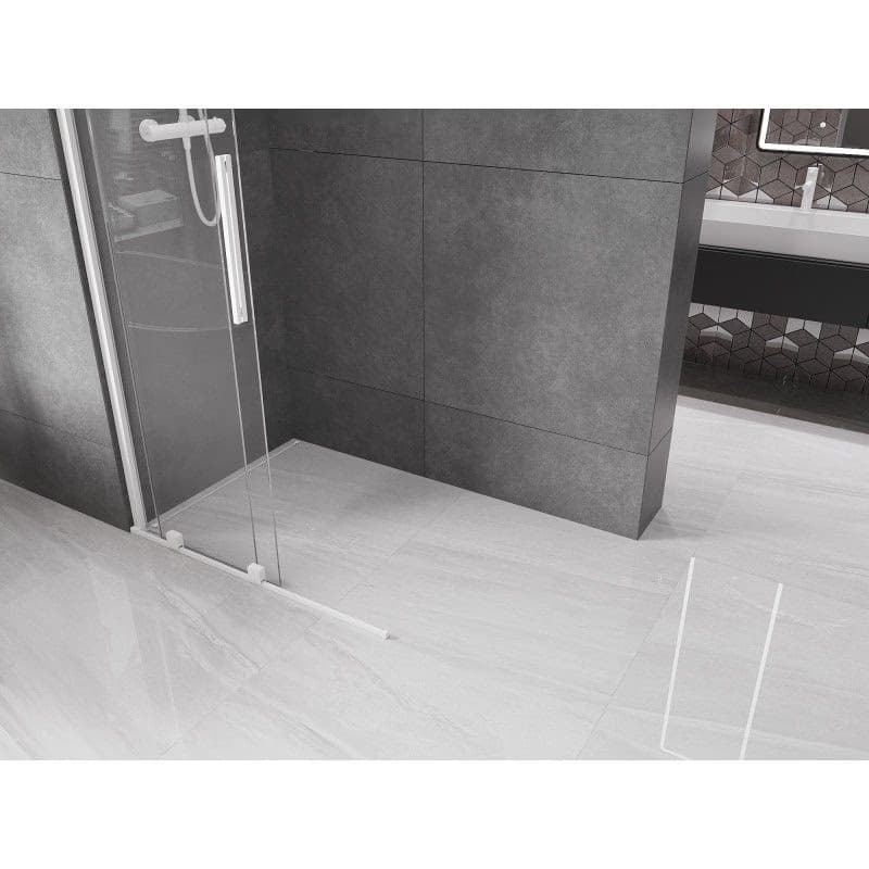 MEXEN/S - Velár posuvné sprchové dvere Walk-in 75, transparent, biela 871-075-000-03-20 2