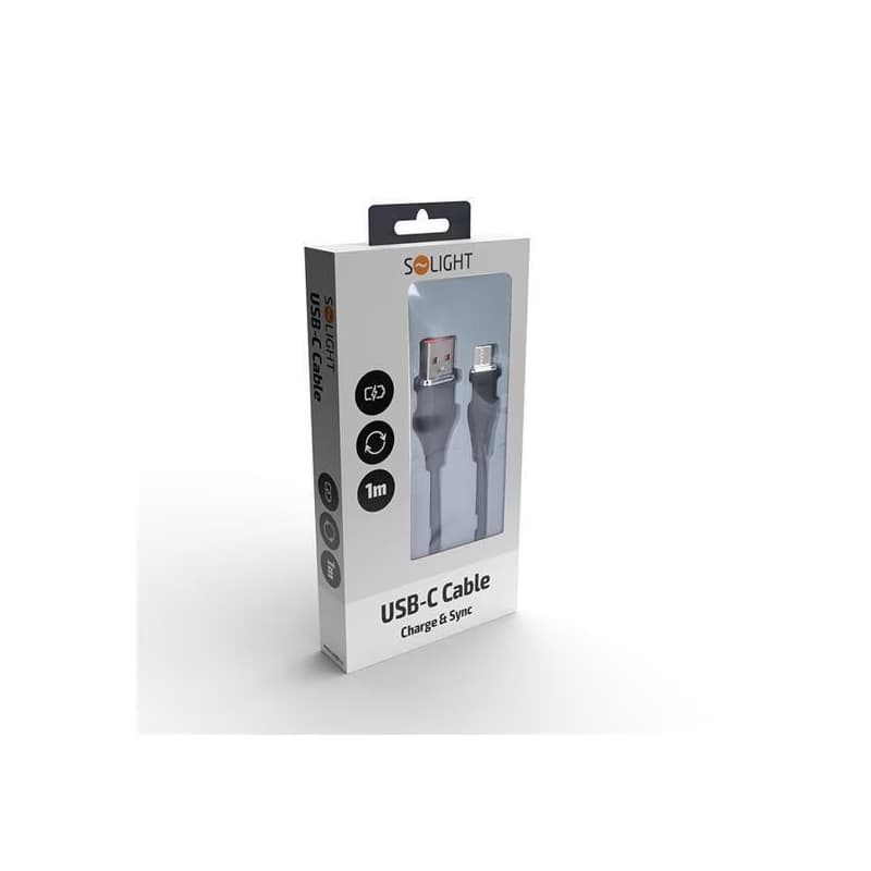 Solight USB-C kábel, USB 2.0 A konektor - USB-C 3.1 konektor, silikón, 1m 3