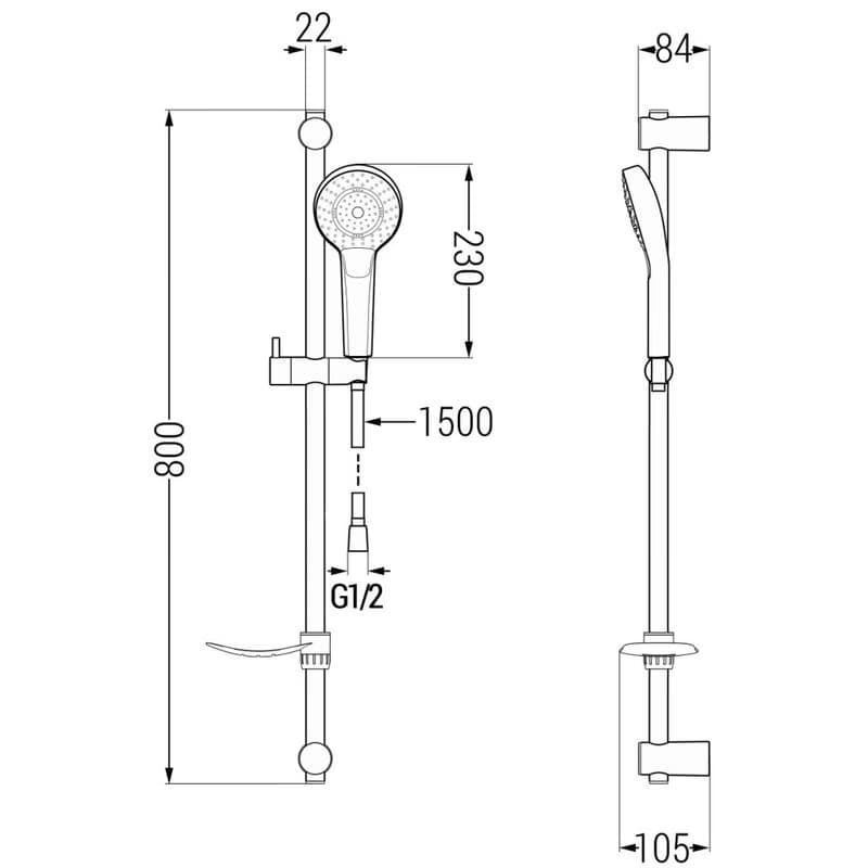 MEXEN/S - Milo DF05 sprchová batéria s príslušenstvom, chróm 7134R05-00 3