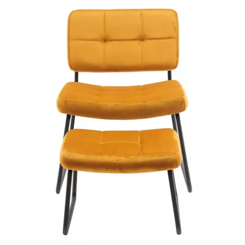 Kreslo s opierkou nôh You&Me Yellow Velvet 1