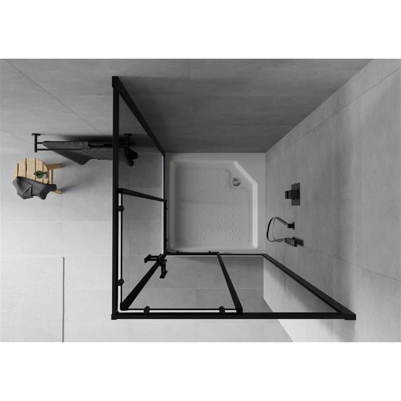 MEXEN/S - Rio sprchovací kút štvorec 90 x 90, grafit, čierny + vanička Rio vrátane výpuste 860-090-090-70-40-4510 4