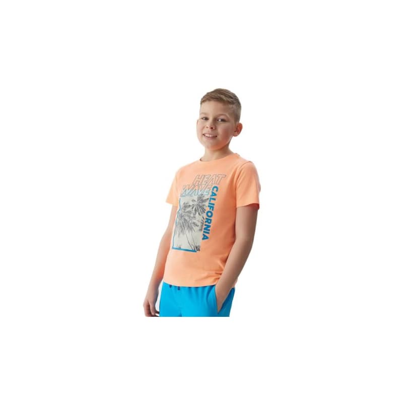 Chlapčenské tričko s krátkym rukávom 4F JUNIOR TSHIRT-JWSS24TTSHM1137-70N-ORANGE NEON 1