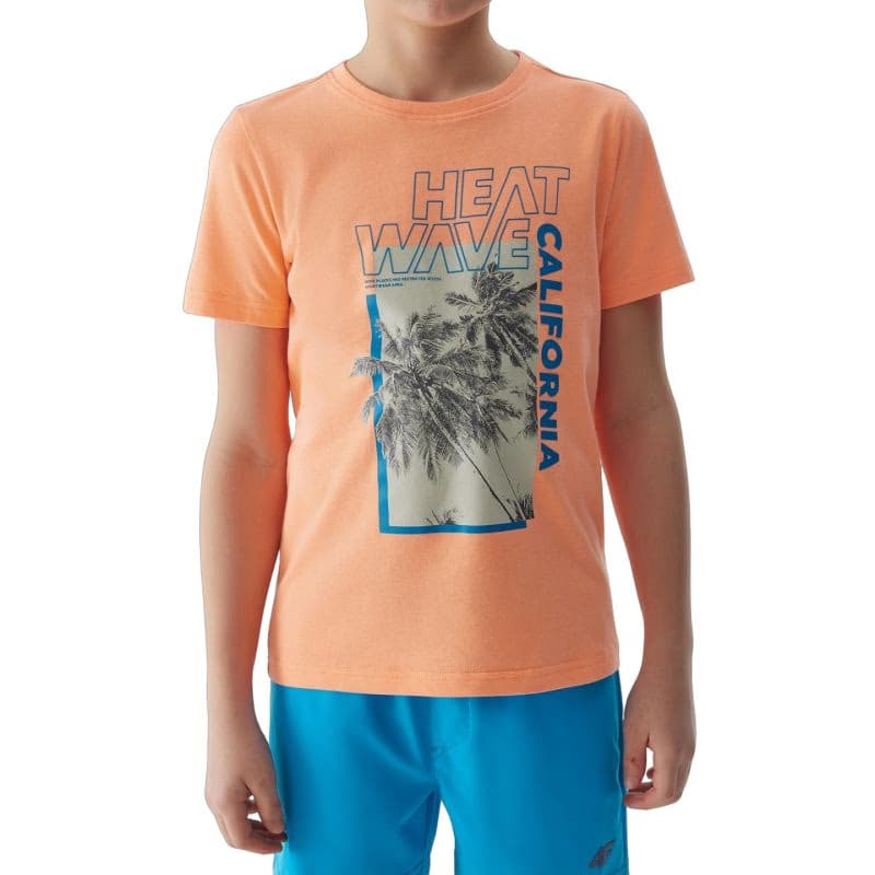 Chlapčenské tričko s krátkym rukávom 4F JUNIOR TSHIRT-JWSS24TTSHM1137-70N-ORANGE NEON 5