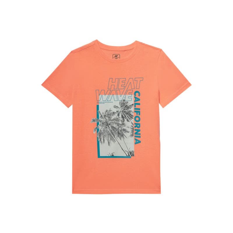 Chlapčenské tričko s krátkym rukávom 4F JUNIOR TSHIRT-JWSS24TTSHM1137-70N-ORANGE NEON 6