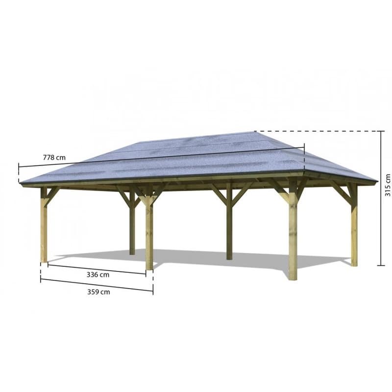Drevený prístrešok / carport 431 x 778 cm Dekorhome 3