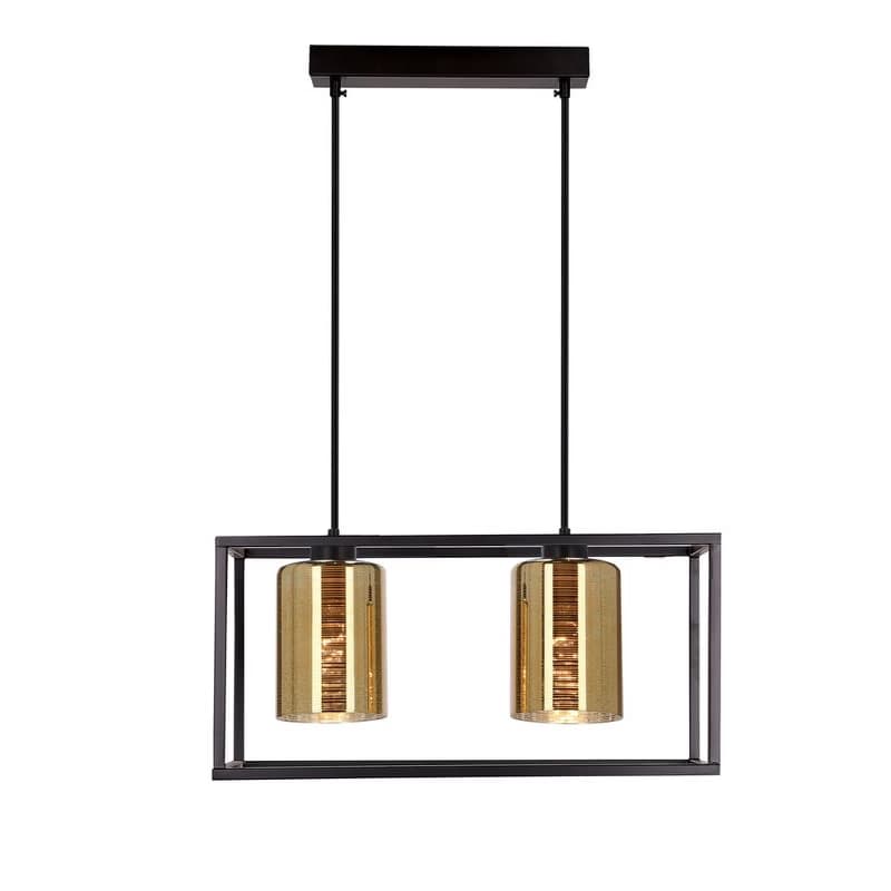 Závesná lampa LURI 2x40W E27 čierna so zlatými tienidlami, moderné stropné svietidlo do obývačky a kuchyne, loftový štýl, elegantný minimalizmus 1