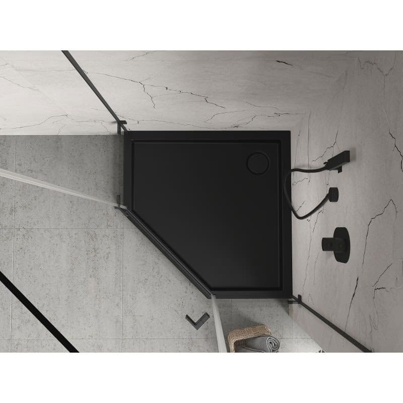 MEXEN - Flow+ päťboká sprchová vanička 90 x 90, čierna mat 46P709090H 4