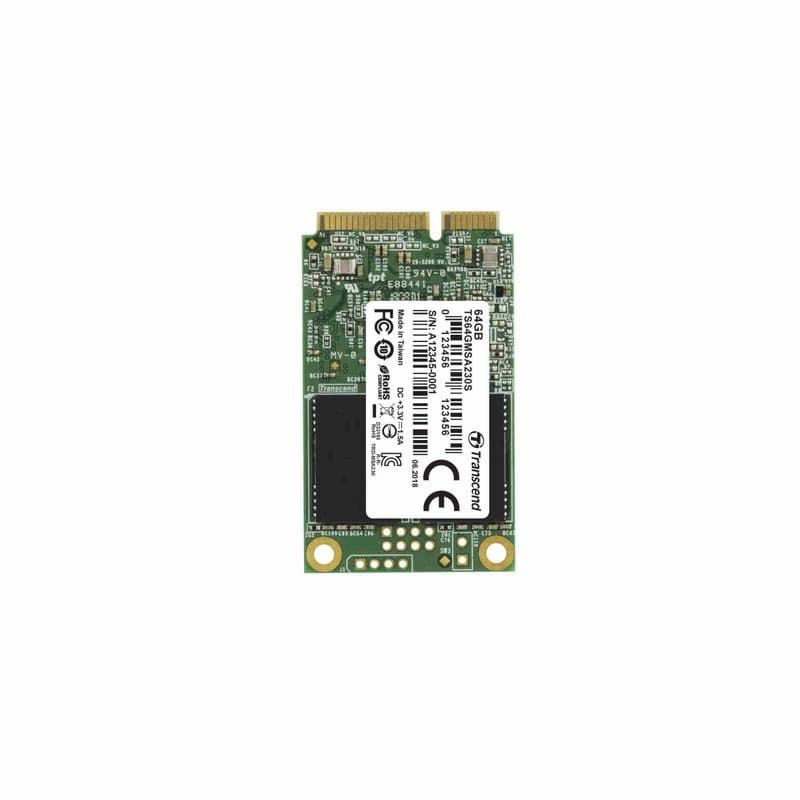 TRANSCEND Industrial SSD MSA230S 64GB, mSATA, SATA III, 3D TLC 3