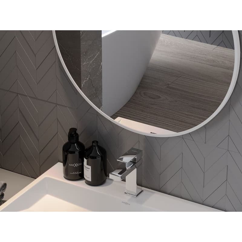 MEXEN - Loft zrkadlo 90, biely rám 9850-090-090-000-20 5