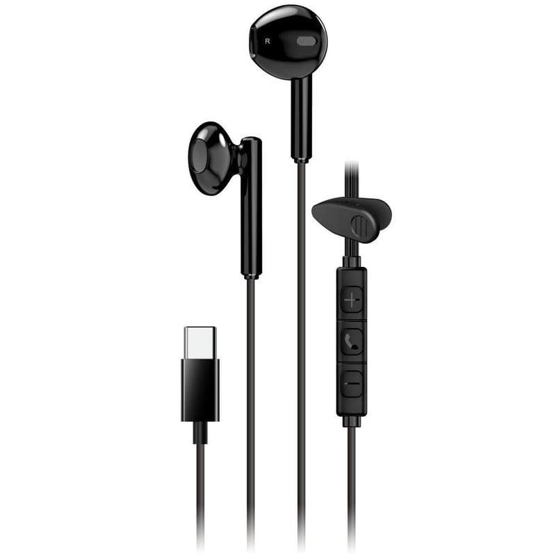 Genius HS-M366 Headset, drôtový, do uší, mikrofón, ovládanie hlasitosti, 360 ° rotačný klip, USB-C, čierny 1