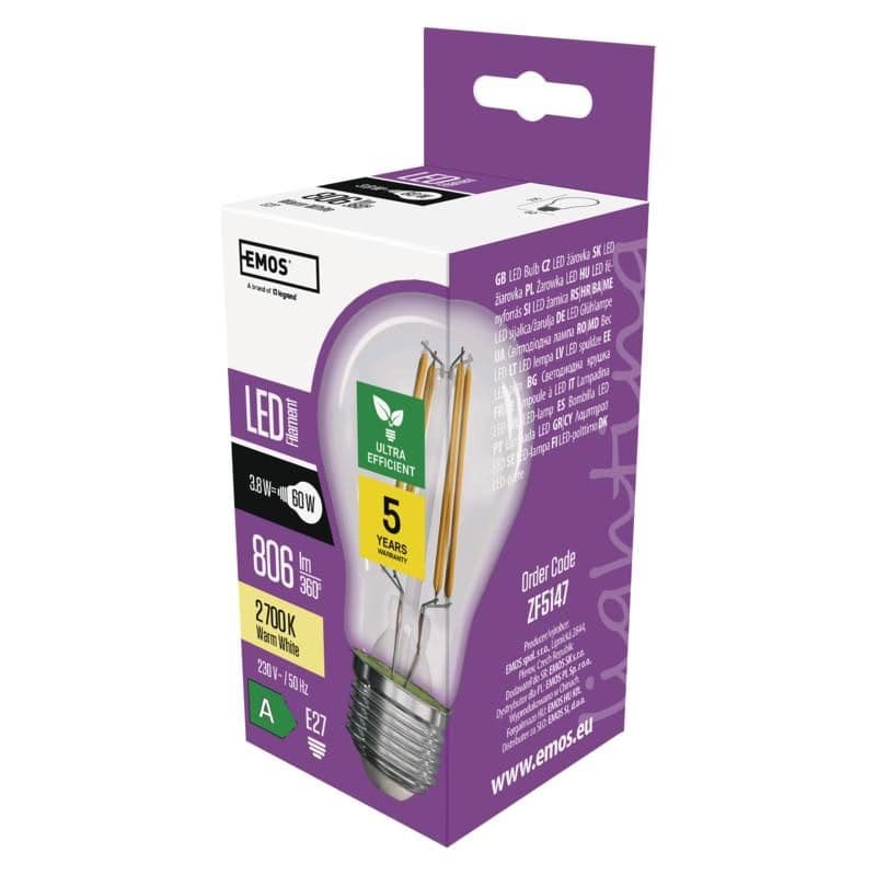 LED žiarovka A60/E27/3,8W/60W/806lm/teplá biela 1